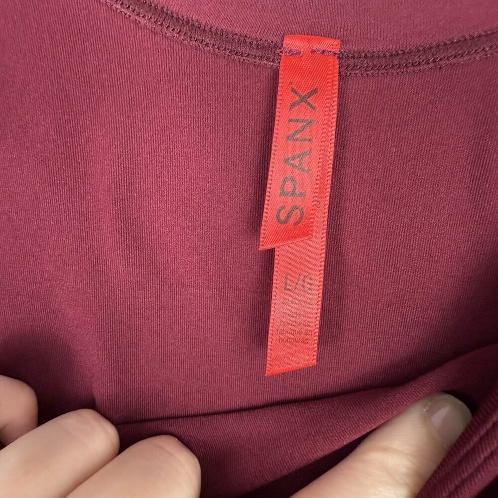 Spanx Long Sleeve Bodysuit Womens L Maroon Red Shapewear Smoothing Top NWT - Picture 6 of 8